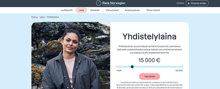 Bank Norwegian lainojen yhdistäminen