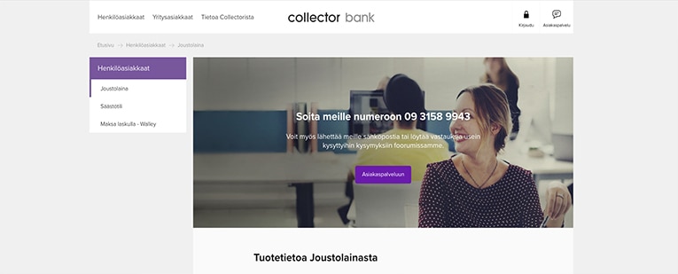 Collector Bank joustolaina