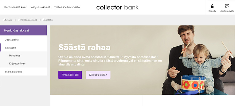 Collector Bank säästötili