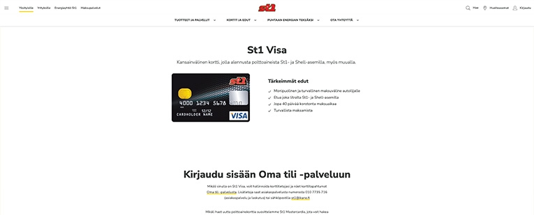 Ilmainen luottokortti St1 Visa